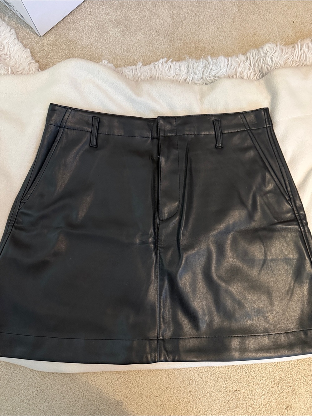 GAP Black Faux Leather Mini Skirt